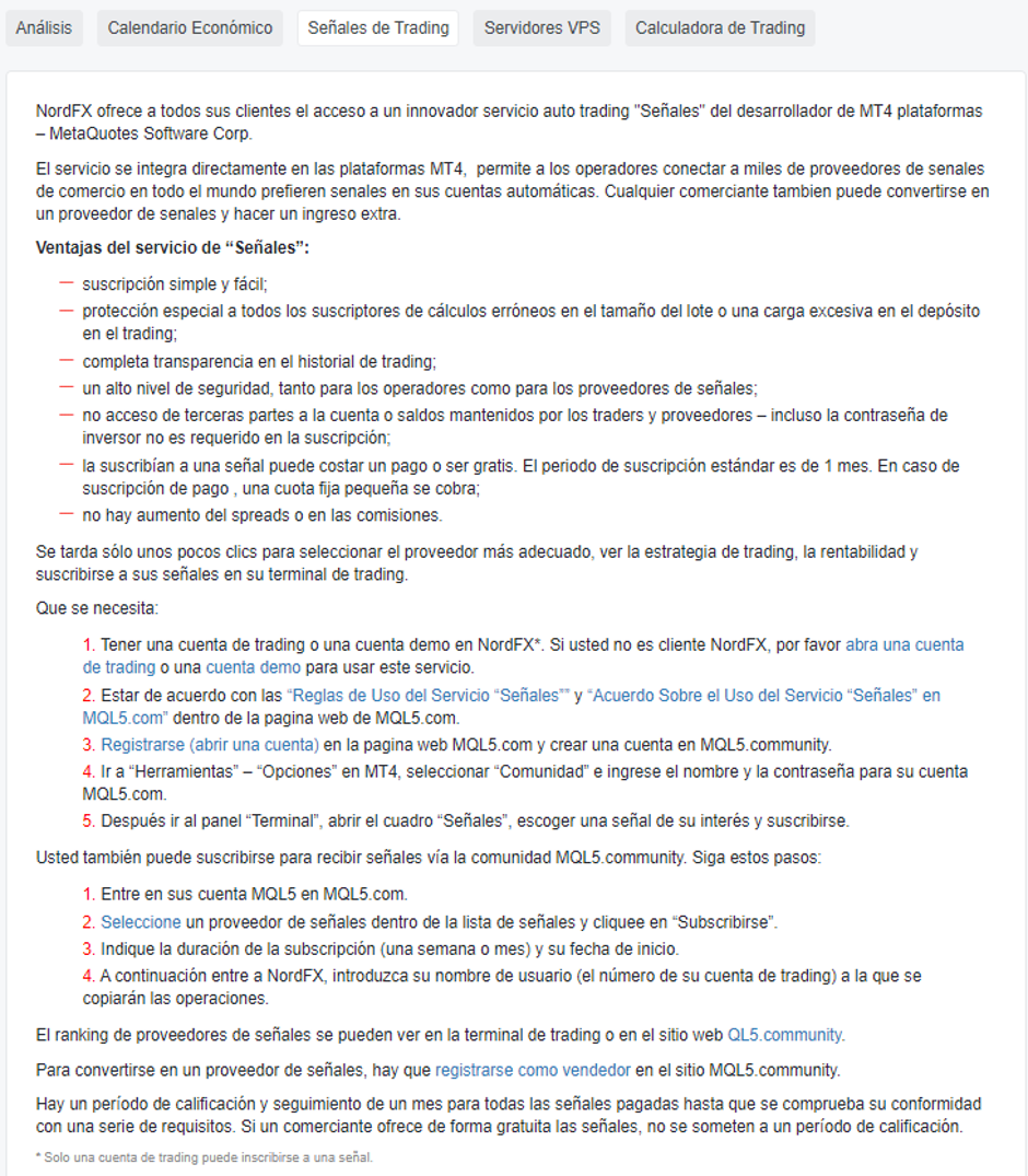 NordFX Señales de Trading